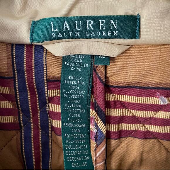 Lauren Ralph Lauren Tan Quilted Lined Equestrian Style Barn Jacket size xlarge - Picture 8 of 8